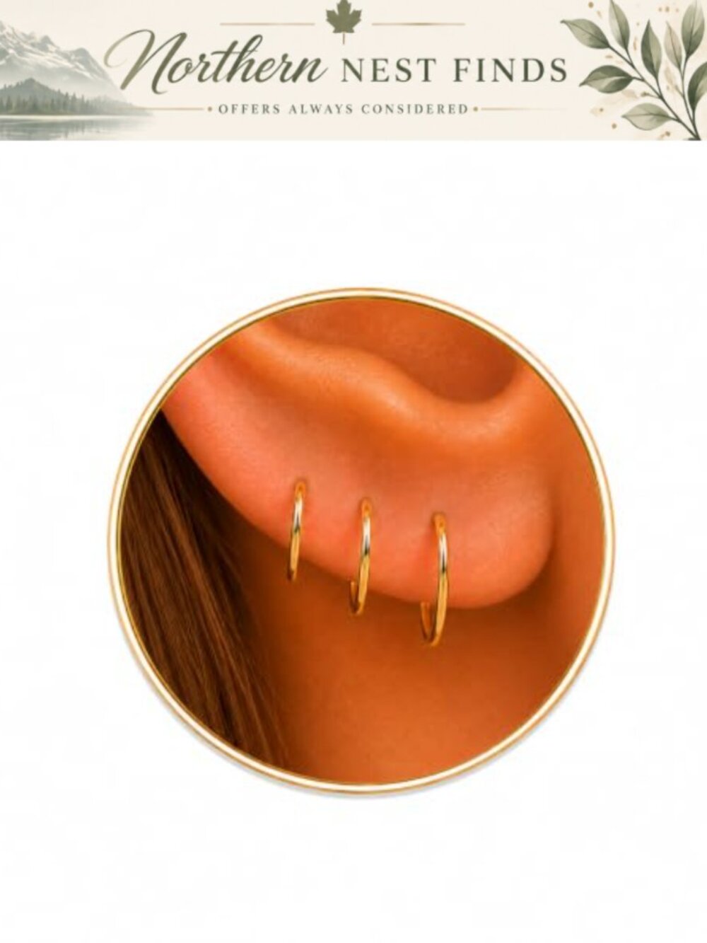 14k Gold Filled Hoop Earrings Set 3 Sizes 6 8 10mm Hypoallergenic